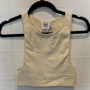 Princess Polly Light Cream Ribbed Crop Top
